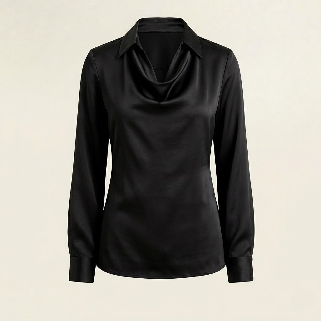 MODACLUBB | Satijnlook Top met Watervalhals