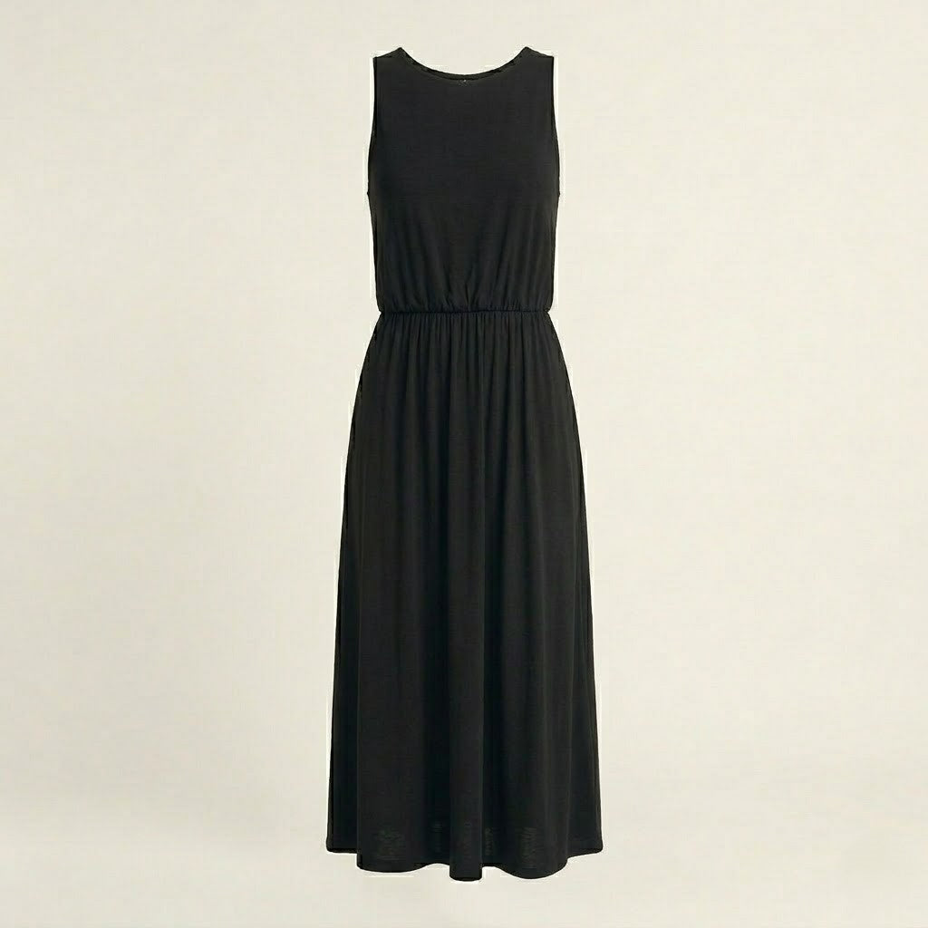 Modaclubb - Mouwloze Midi-jurk met Hoge Hals