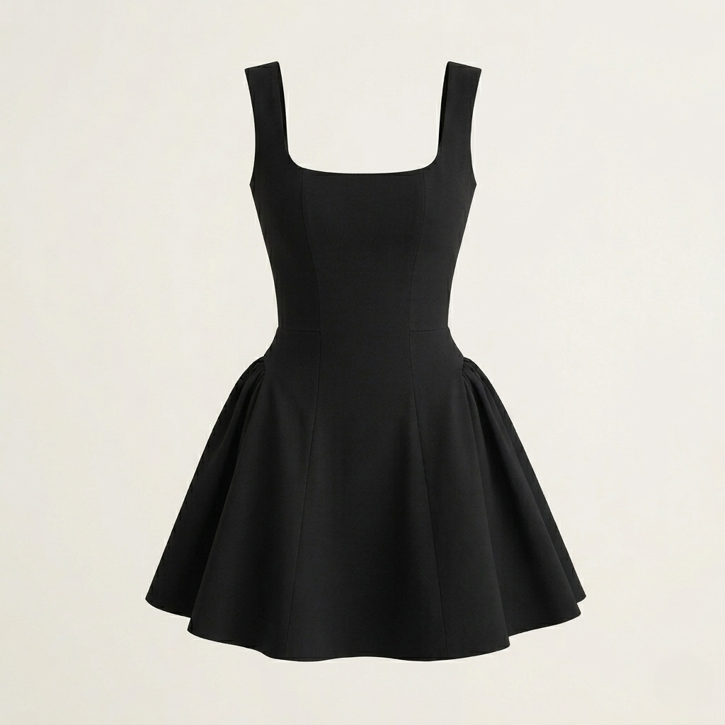 Modaclubb - Zwarte mini jurk met een vierkante hals