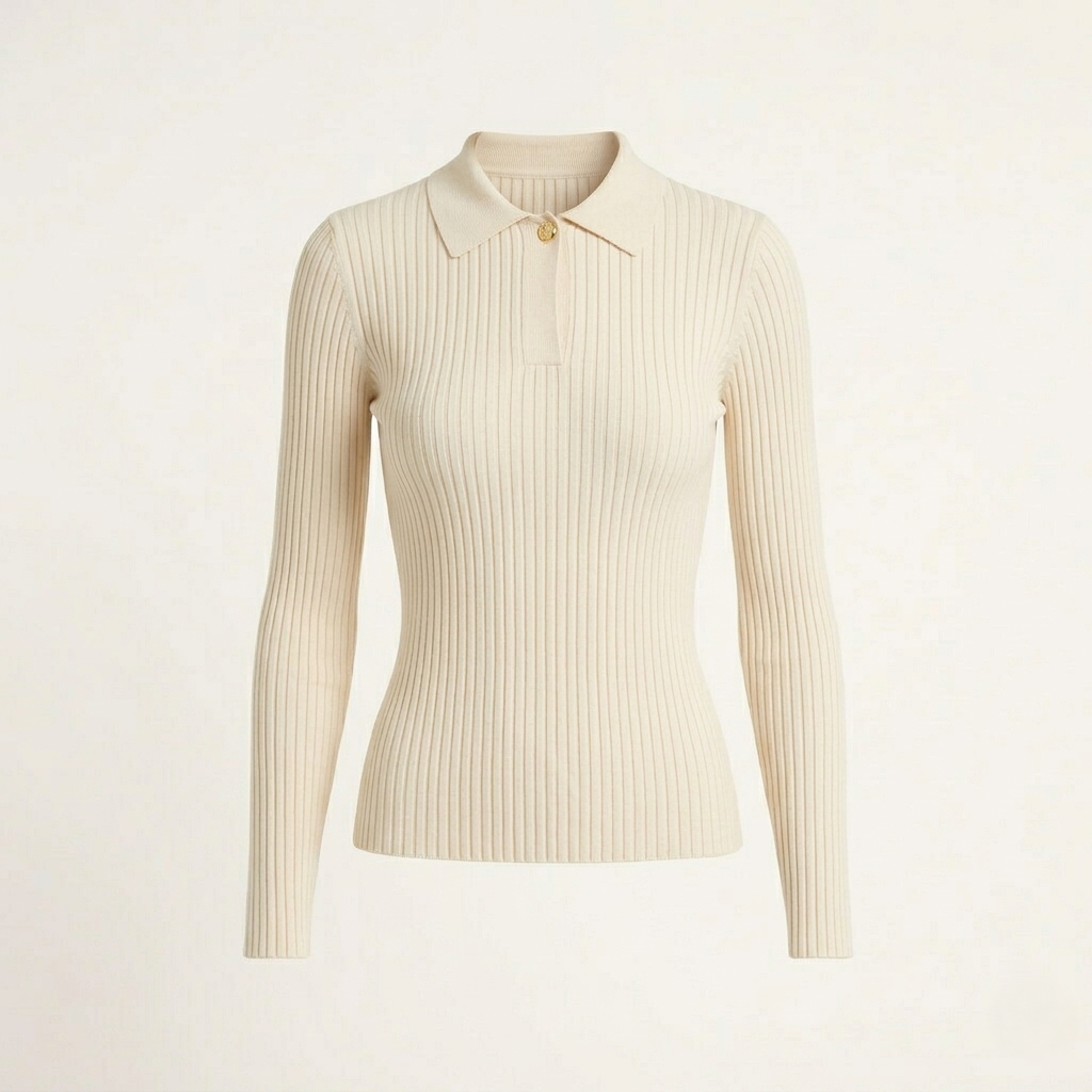 Modaclubb - Geribbelde Lange Mouwen Polotop