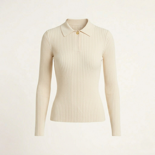 Modaclubb - Geribbelde Lange Mouwen Polotop