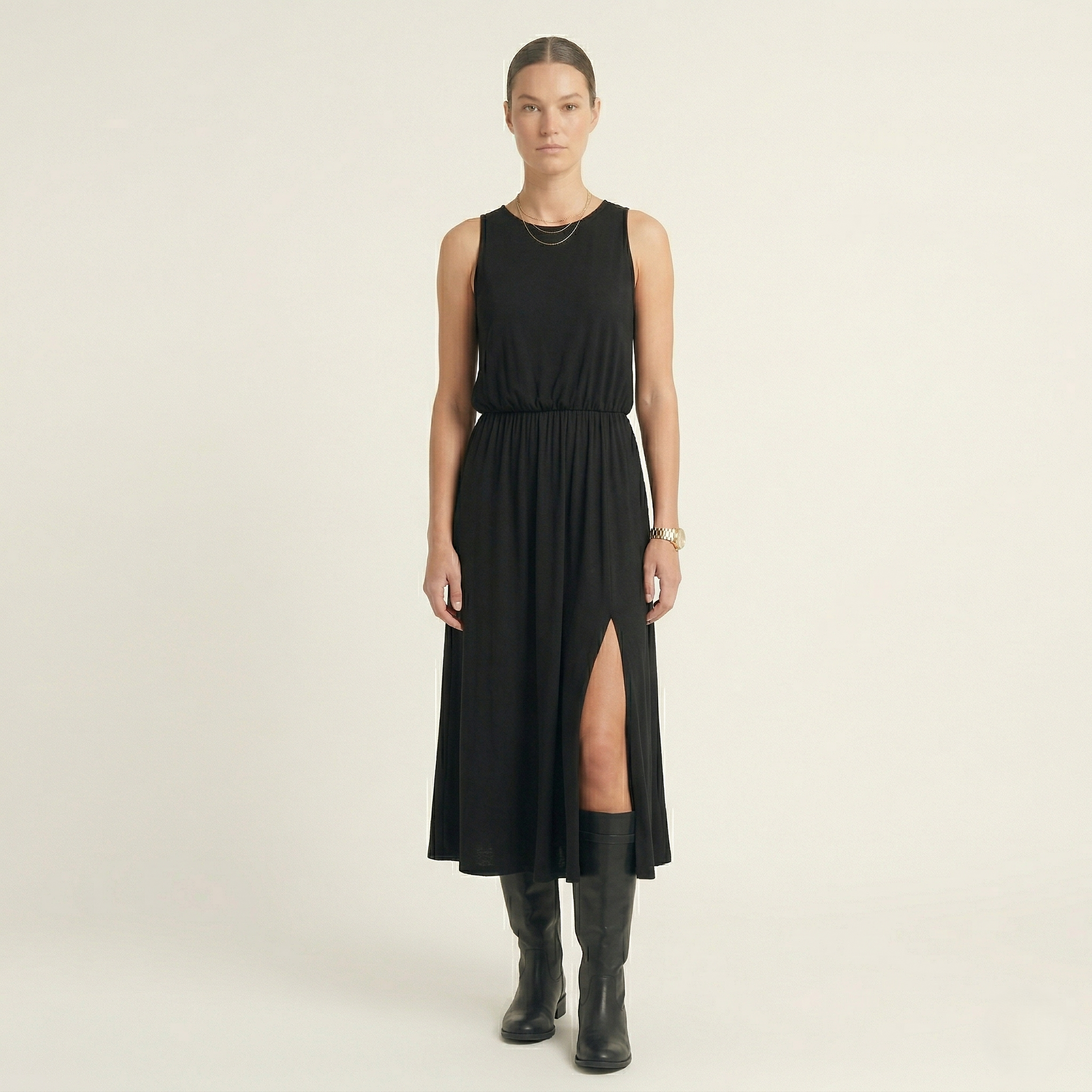 Modaclubb - Mouwloze Midi-jurk met Hoge Hals